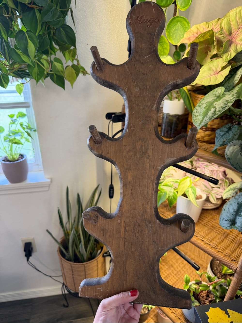 Wooden Multi-Hook Wall Rack - Brown